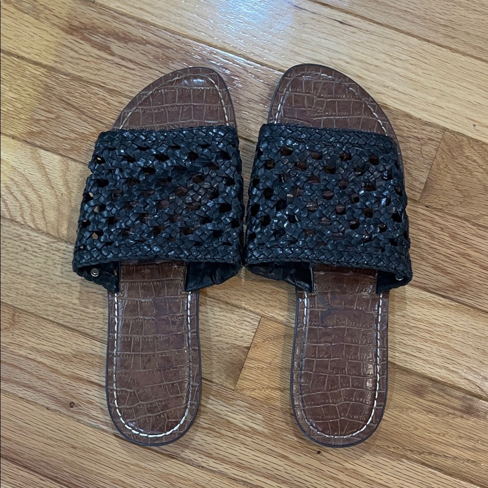 🌹Sam Edelman Black Woven Slide Sandals